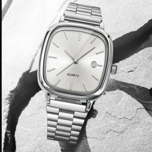 Montre Élégant Avec Indicateur De Date Pour Homme Acier Poli Cadran Argenté thumbnail 3