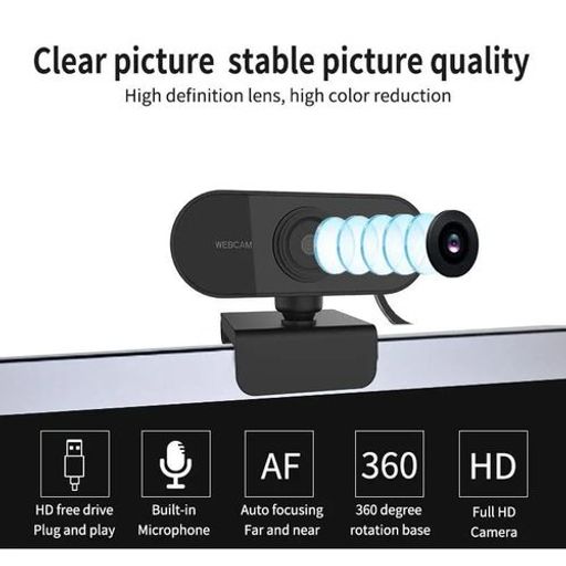 Webcam Hd 1080p Avec Microphone Et Rotation À 360°, Caméra Usb Pour Vidéoconférences Et Streaming thumbnail 3