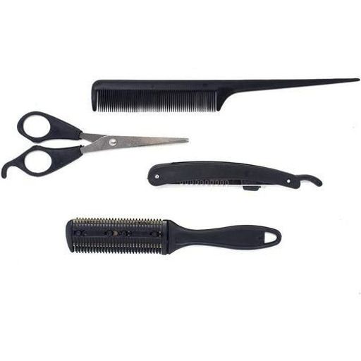 Kit De Coiffure 4 Pièces – Ciseaux, Rasoir, Peigne Pour Cheveux Et Barbe thumbnail 1