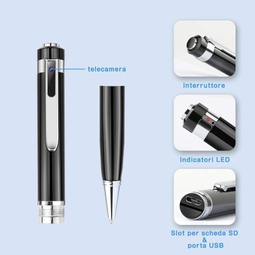 Stylo Caméra Espion Full Hd 1080p, Mini Caméra Cachée Discrète Avec Carte Sd 32 Go thumbnail 3