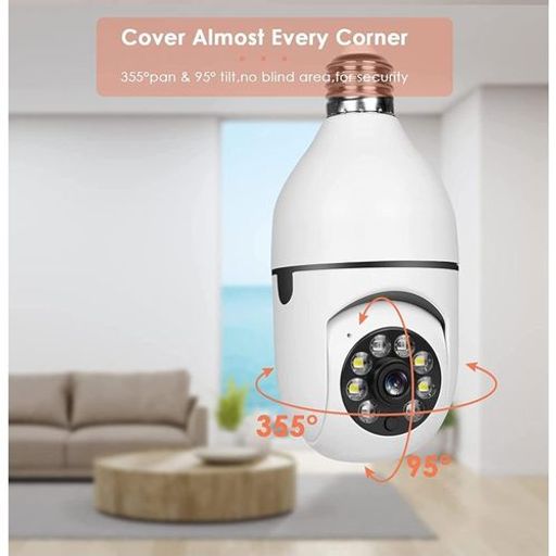 Ampoule Caméra De Surveillance Wifi 360° E27– Vision Nocturne Hd 1080p, Détection De Mouvement et Audio Bidirectionnel thumbnail 4