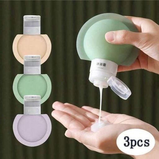 Lot De 3 Flacons Souples En Silicone, Contenants De Voyage Anti-fuite Pour Shampoing, Lotion Et Gel Douche thumbnail 1