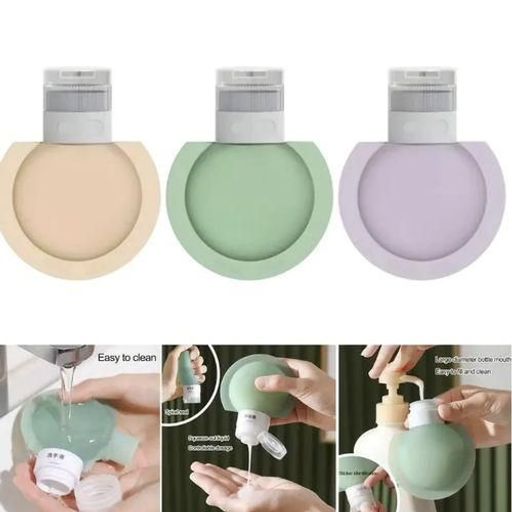 Lot De 3 Flacons Souples En Silicone, Contenants De Voyage Anti-fuite Pour Shampoing, Lotion Et Gel Douche thumbnail 2