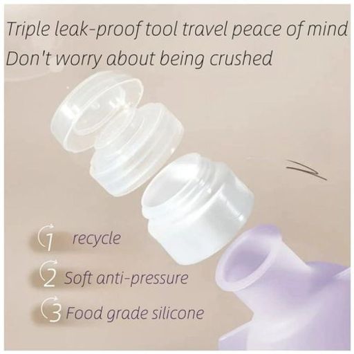 Lot De 3 Flacons Souples En Silicone, Contenants De Voyage Anti-fuite Pour Shampoing, Lotion Et Gel Douche thumbnail 4