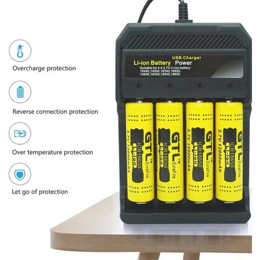 Chargeur De Batterie Li-ion Usb, 4 Emplacements – Universel 3.7v / 4.2v – Charge Rapide 2a thumbnail 1