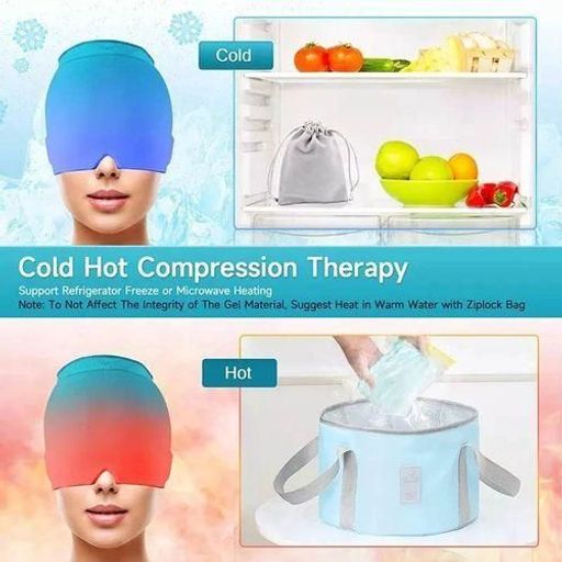 Casquette Thérapeutique Chaud/froid Pour Migraines, Maux De Tête, Confort Et Soulagement Immédiat, Bleu thumbnail 2