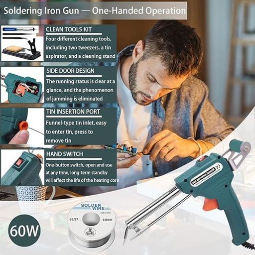 Pistolet À Souder Électronique 60w - Envoi Automatique De Soudure Pour Réparations Et Circuits Imprimés thumbnail 4