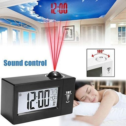 Horloge Numérique Alarme Réveil Lcd Projection Numérique Mur Rétro-éclairage Météo thumbnail 3