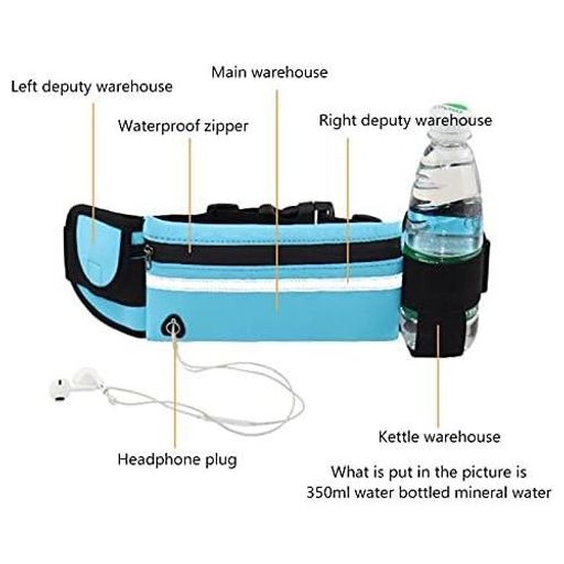 Sac Banane Étanche Avec Coque Pour Téléphone, Ceinture De Sport Pour Cyclisme Et Running, Blue thumbnail 4