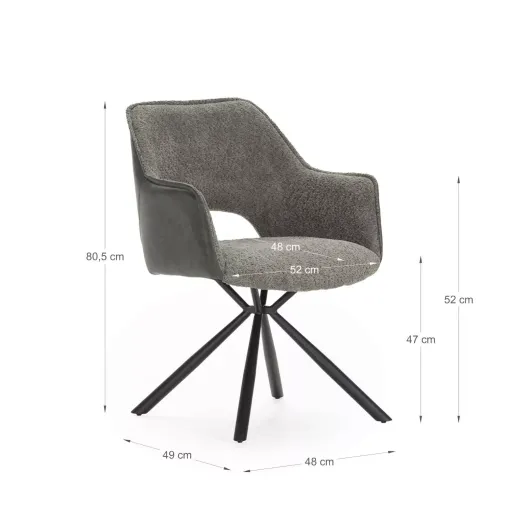 Mariel Fauteuil De Salle A Manger - Gris thumbnail 2
