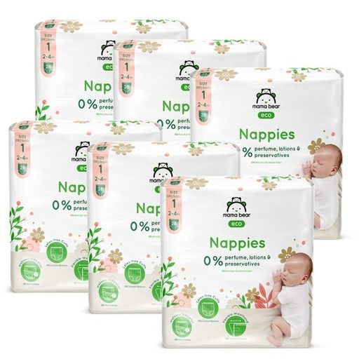 Mama Bear Couches Bébé Écologiques Ultra Absorbantes Taille 1 (2-4 Kg) (28 Couches X 6) thumbnail 2