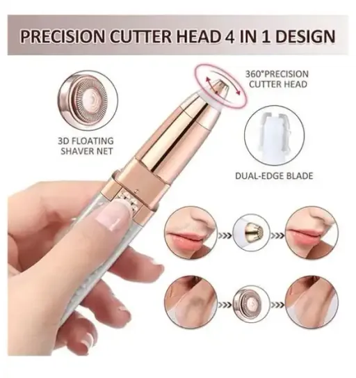 Rasoir Électrique 4 En 1 Pour Sourcils Et Épilation Du Visage – Rechargeable Femme thumbnail 2