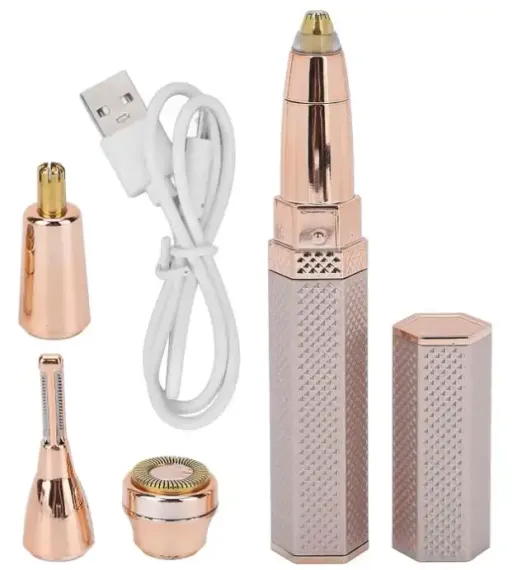 Rasoir Électrique 4 En 1 Pour Sourcils Et Épilation Du Visage – Rechargeable Femme thumbnail 3