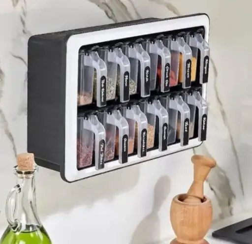 Étagère À Épices Murale 12 Pots Avec Cuillères – Support De Rangement Cuisine thumbnail 1
