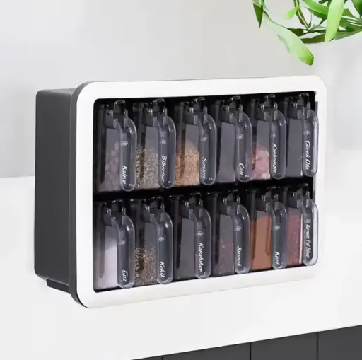 Étagère À Épices Murale 12 Pots Avec Cuillères – Support De Rangement Cuisine thumbnail 4