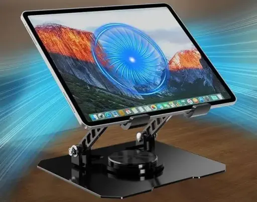 Support Métallique Pliable Pour Pc Portable & Tablette – Réglable Avec Ventilateur Refroidisseur (multicouleur Aléatoire) thumbnail 3
