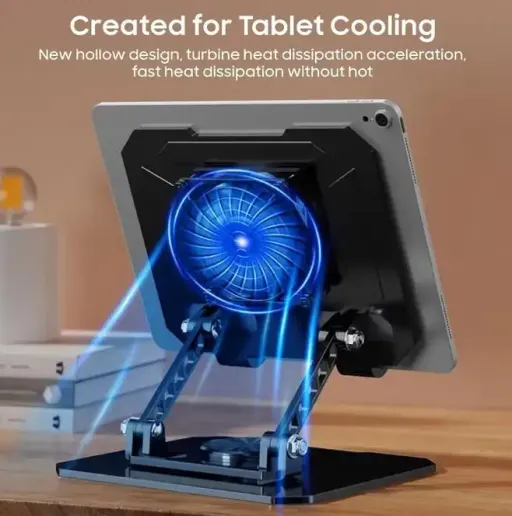 Support Métallique Pliable Pour Pc Portable & Tablette – Réglable Avec Ventilateur Refroidisseur (multicouleur Aléatoire) thumbnail 2