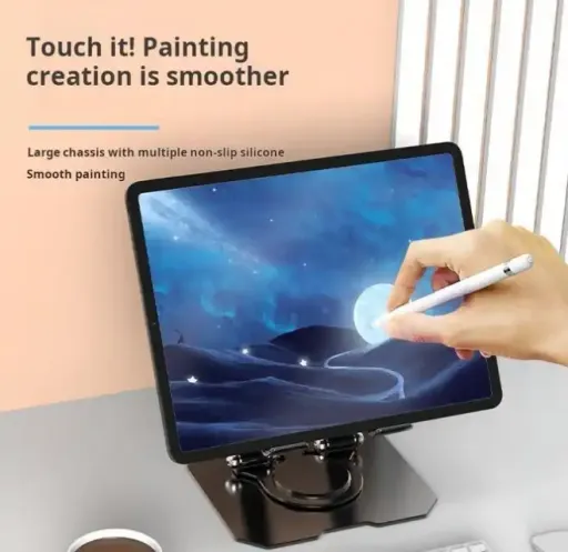 Support De Tablette En Aluminium – Rotation 360°, Pliable – Noir thumbnail 3