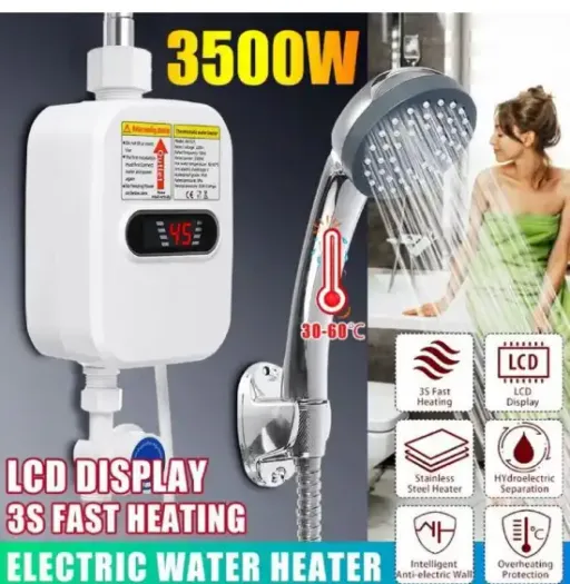 Mini Chauffe-eau Électrique Sans Réservoir – 3500w – Eau Chaude Instantanée – Robinet Avec Écran Numérique thumbnail 2