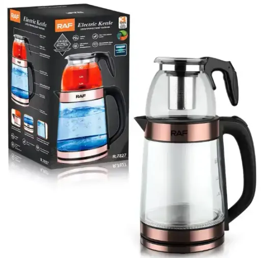 Bouilloire Électrique Raf À Double Pot En Verre – Théière Électrique – (0.5l + 2.2l) thumbnail 1