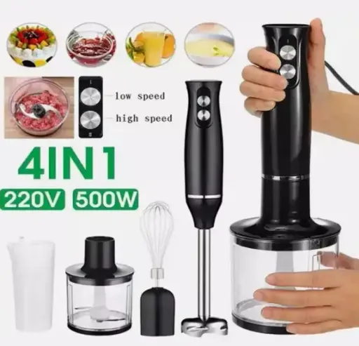 Mélangeur Électrique 4 En 1 – Mixeur À 2 Vitesses – Batteur, Broyeur De Jus Et Hachoir Multifonction thumbnail 2