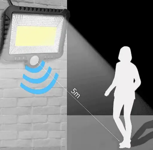 Lampe Led Solaire Extérieure Avec Capteur Pir Et Télécommande – Noir thumbnail 2