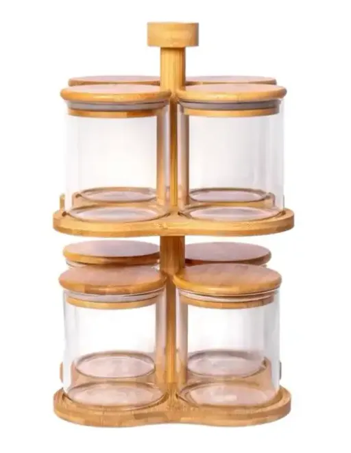Set De Bocaux Rotatifs En Verre Borosilicate – Élégance Et Organisation Pour La Cuisine thumbnail 4