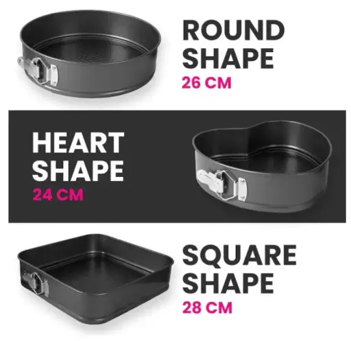 Lot De 3 Moules À Gâteau En Acier Inoxydable – Anti-adhésif – Cuisson Homogène thumbnail 2
