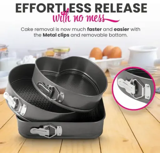 Lot De 3 Moules À Gâteau En Acier Inoxydable – Anti-adhésif – Cuisson Homogène thumbnail 4