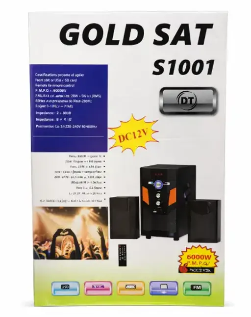 Gold Sat S1001 – Chaîne Hi-fi 2.1 Avec Caisson + Télécommande – Usb / Sd / Fm thumbnail 1