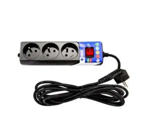 Rallonge Multi-prises 3 Ports 2p+terre 1,5 M Avec Interrupteur – Couleur Noir thumbnail 2