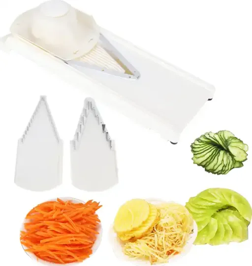 Coupe Légumes Multifonction Blanc – Lame En V En Acier Inoxydable thumbnail 4