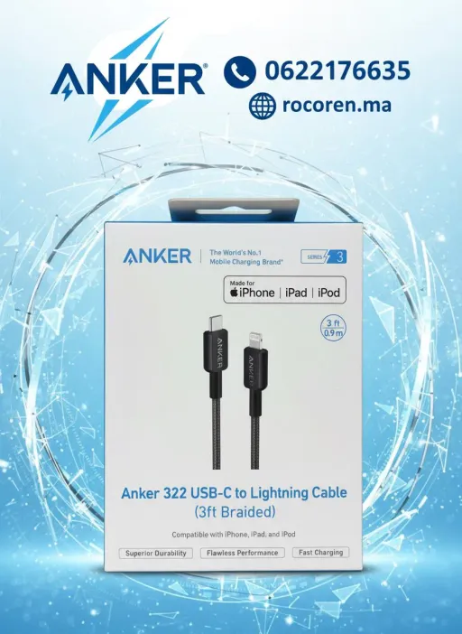 Câble Anker 322 Powerline Usb-c Vers Lightning 60w – Charge Rapide Iphone thumbnail 2
