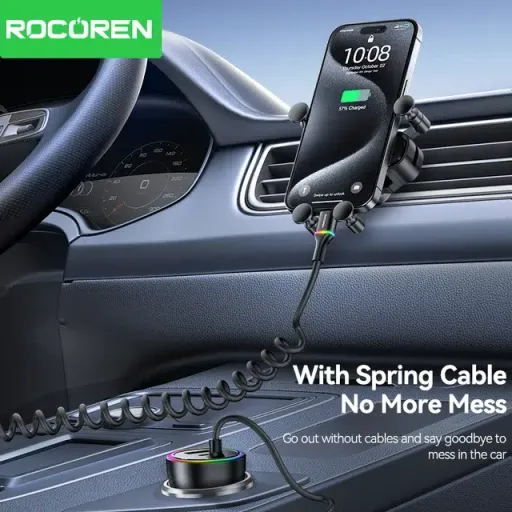 Rocoren Chargeur De Voiture 70w Usb-c Avec Câble Led thumbnail 3