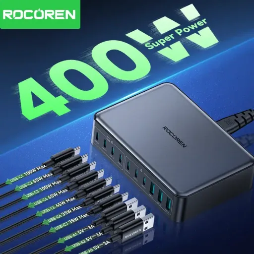 Rocoren Chargeur Rapide 400w – Station D’alimentation Usb-c Gan Portable thumbnail 2