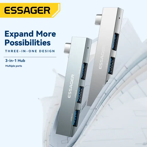 Essager Airies 3-en-1 Usb Type-c – Charge Haute Vitesse Et Multifonction Portable thumbnail 2