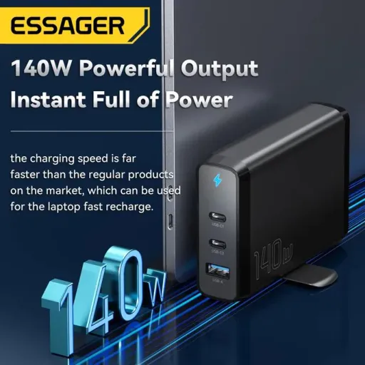 Essager Chargeur De Bureau 140w Gan Usb Type C , Charge Rapide Qc4.0, Pd3.0 thumbnail 3