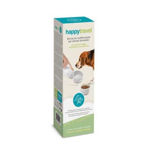 Bouteille De La Nourriture Et L’eau 2 En 1 Leopet Happytravel – Blanc/verte thumbnail 3