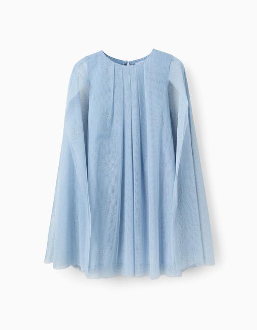 Sleeveless Tulle Dress With Cape Sleeves And Glitter thumbnail 3