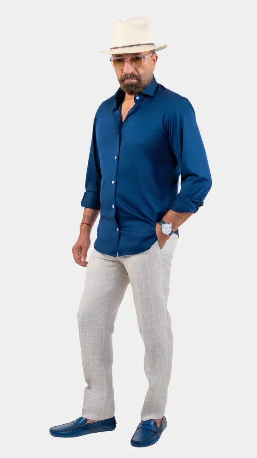 Cordone X Gabriel Navy Scottish Yarn Shirt thumbnail 2