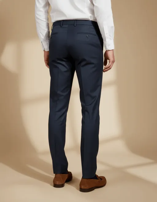 Navy Tailored Wool Trousers thumbnail 3