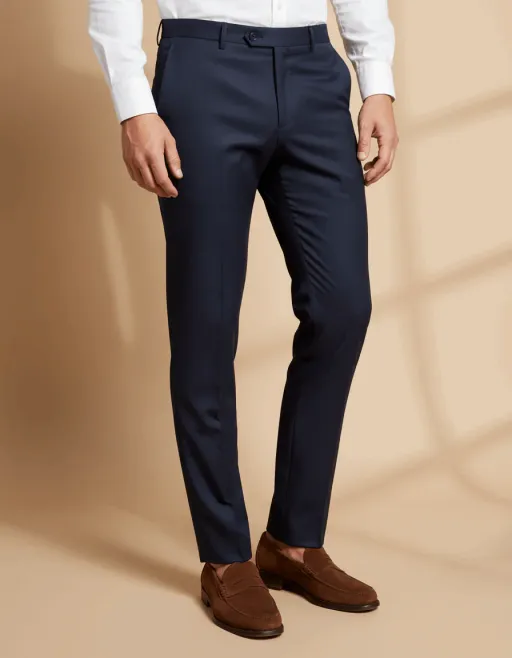 Navy Tailored Wool Trousers thumbnail 2