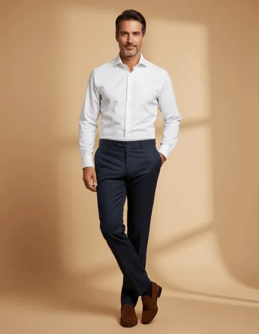 Navy Tailored Wool Trousers thumbnail 4