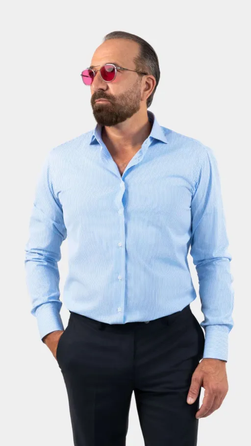 Napoli Sky-blue Striped Shirt thumbnail 1