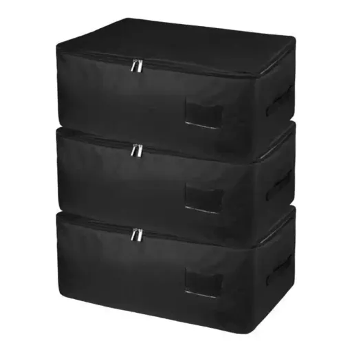 Sacs De Rangement - Lot De 3 Pcs - Étanche - Noir - Non Tissé thumbnail 1