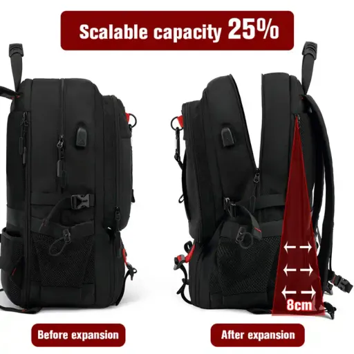 Sac À Dos De Voyage Grand Format 60l Plus Compartiment Chaussures, Port Usb Et Multi-poches Idéal Business, Randonnée Et Voyage thumbnail 3