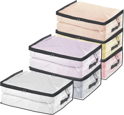Lot De 3 Sacs De Rangement Rectangulaires En Pvc Transparent – Pliables Et Polyvalents thumbnail 3