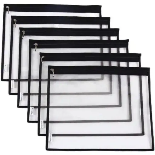 Lot De 8 Pochettes De Rangement Multi-usages En Pvc Transparent Résistant À L'eau Avec Fermeture Éclair thumbnail 1