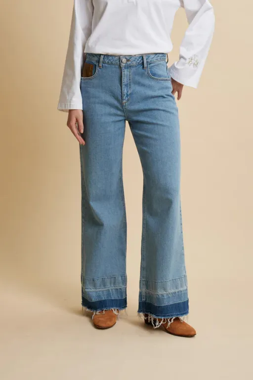 Jean Wide Leg En Denim À Bord Brut – Clyde thumbnail 3