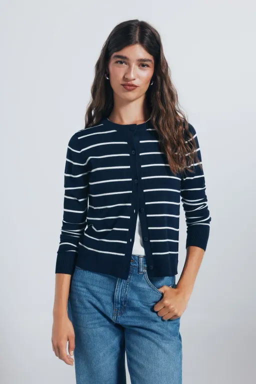 Cardigan Boutonné À Col Rond En Viscose thumbnail 1